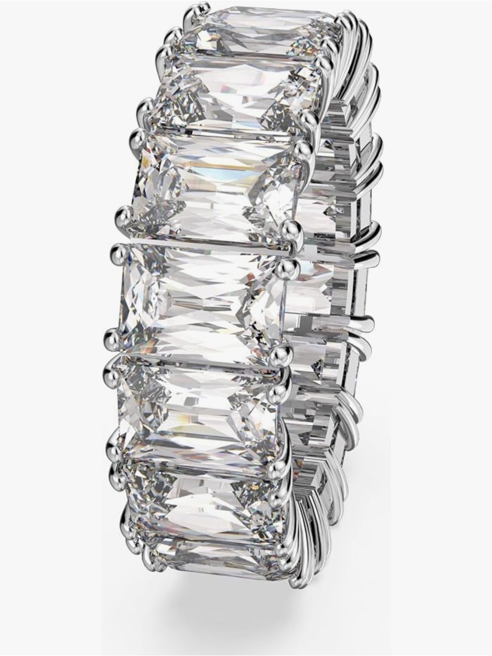 Swarovski Matrix Vittore Clear Crystal Emerald-Cut Eternity Ring in Silver 52 - Picture 7 of 7